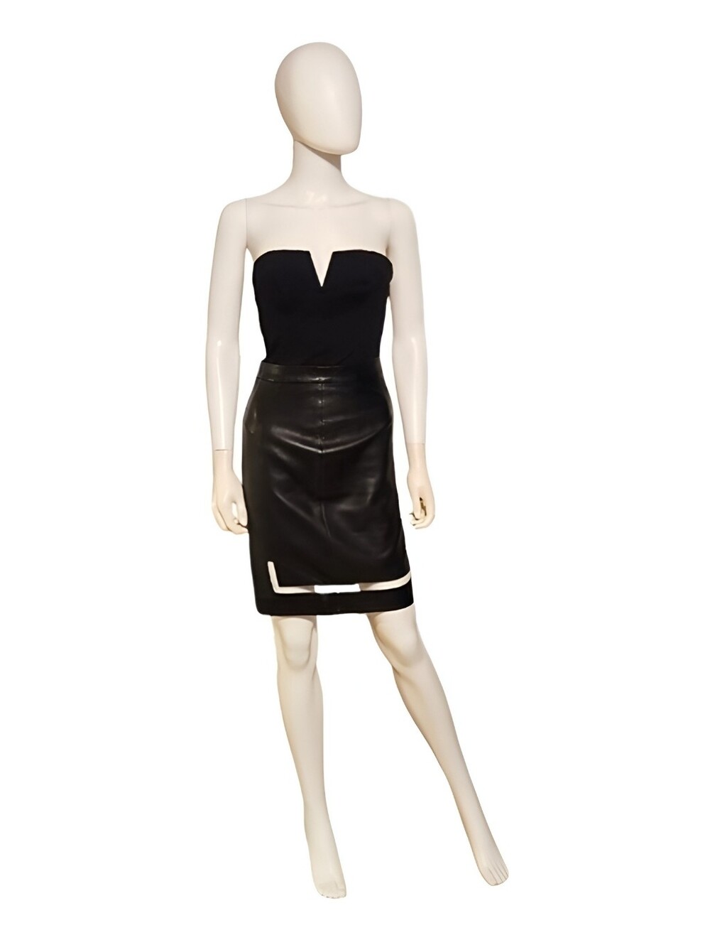 ALEXANDER WANG | Black Lamb Leather Knee Length Skirt in Size 0